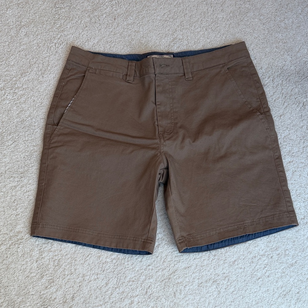 Men's Flat Front Brown Cotton Shorts